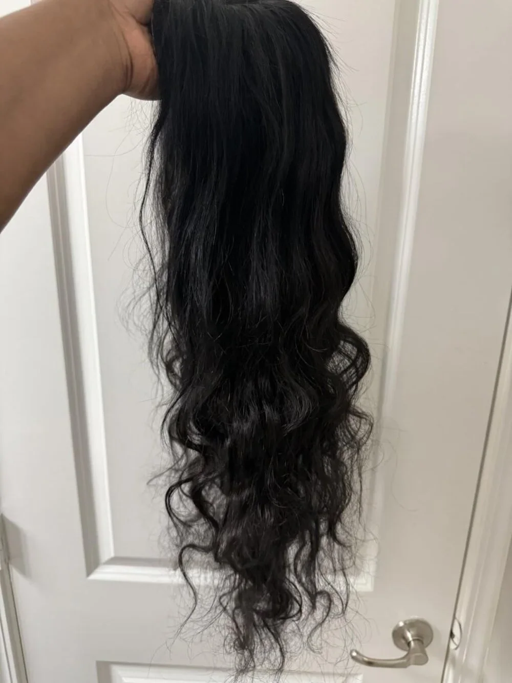 Women's 28 Inch Human Hair Body Wave Glue less 5x5 Closure Wig Pre Plucked 180%